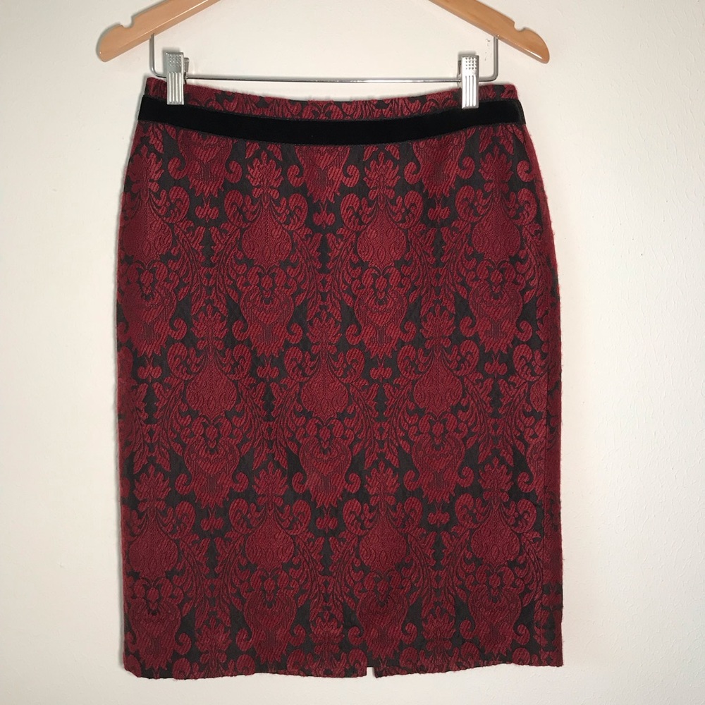 Talbots Brocatelle Burgundy & Black Skirt